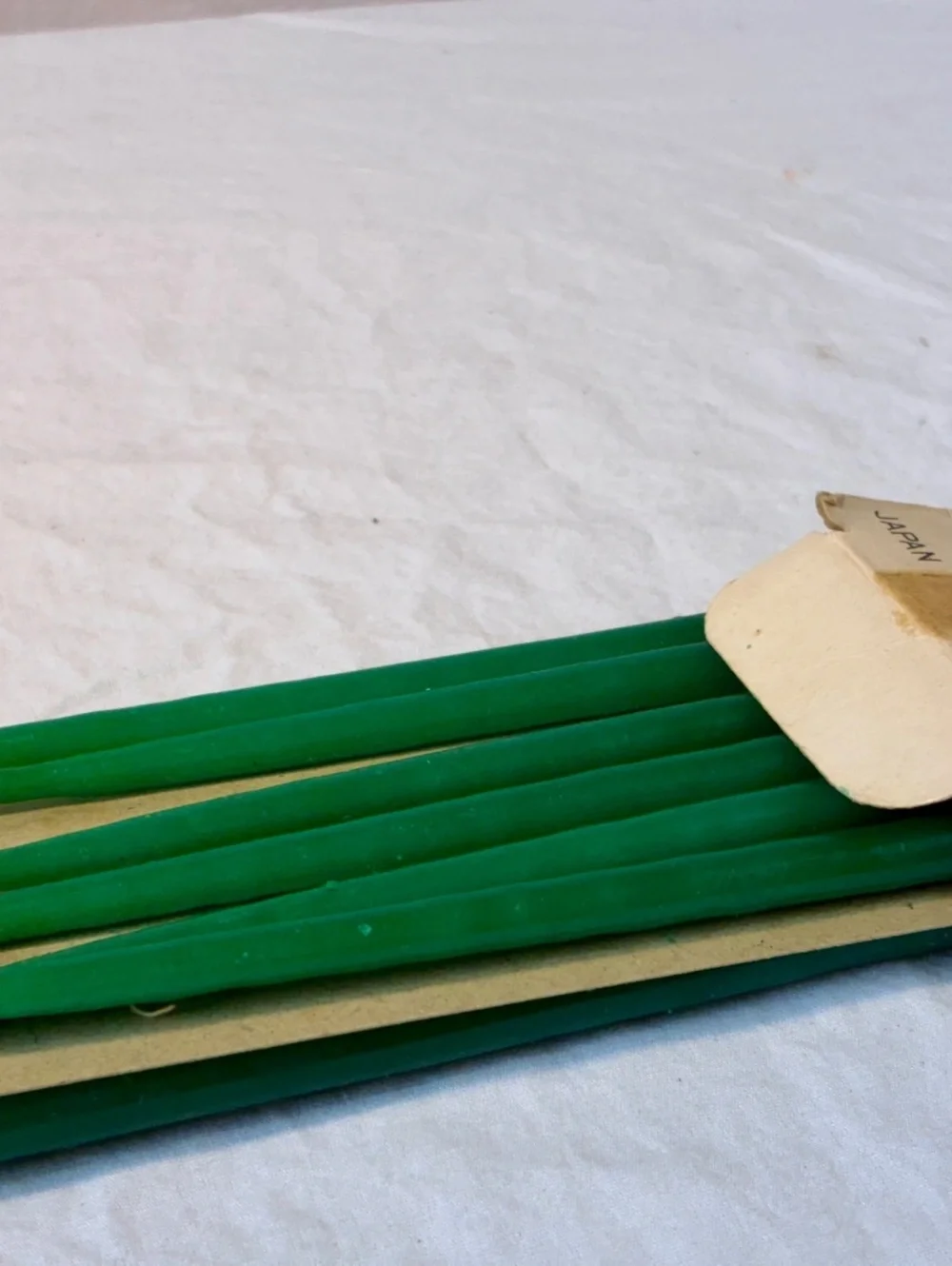 Vintage Crystal Flower Tapers 16 Inch Green Candles - One Dozen